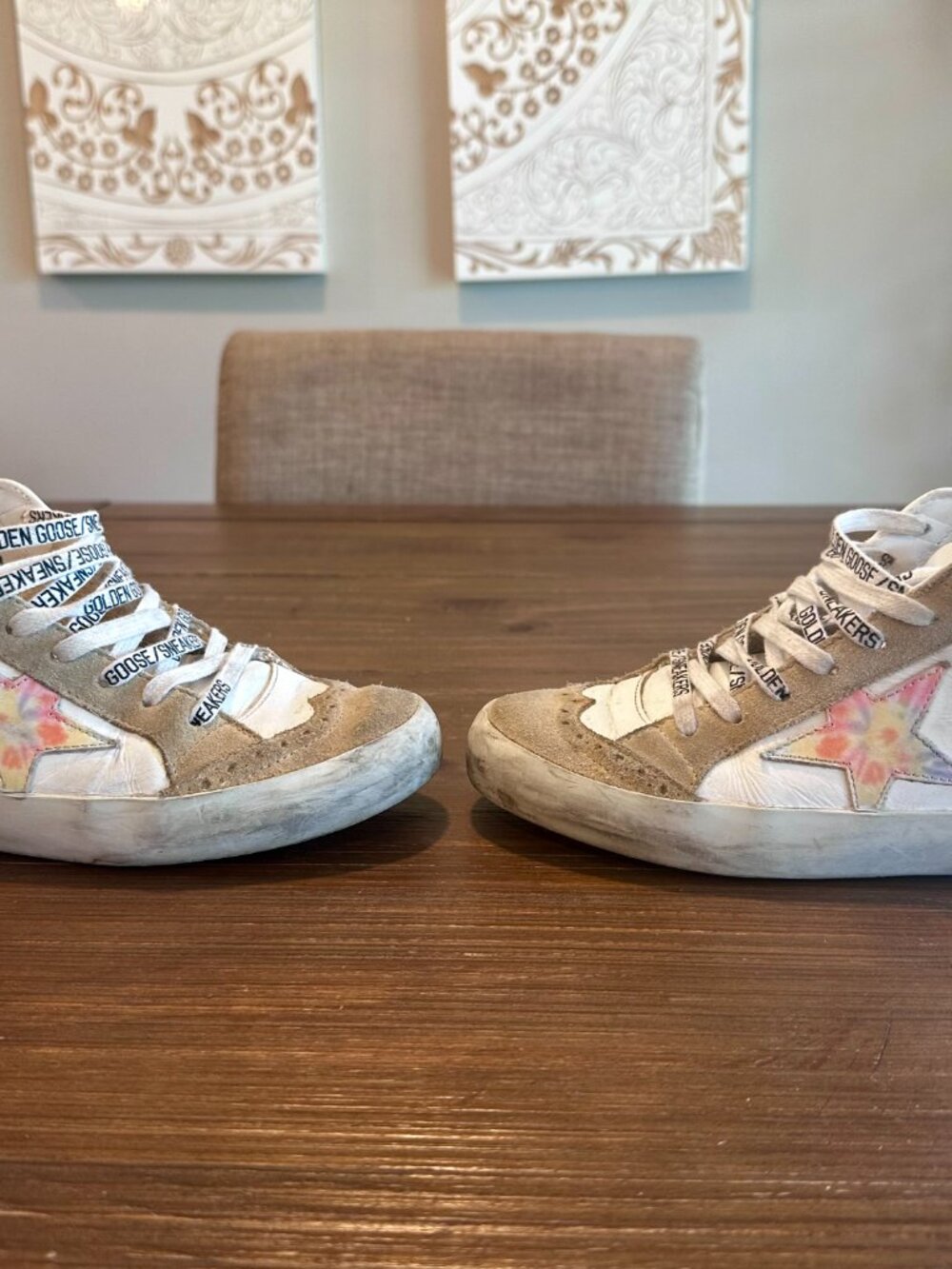 Golden Goose Francy High Top Sneakers White Leather Tan Suede Size 36/6 - Picture 12 of 16